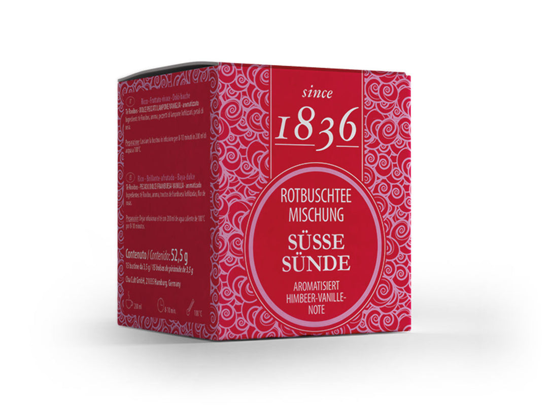 Rotbuschteemischung Süße Sünde Himbeer-Vanille-Note (15 Pyramidenbeutel)